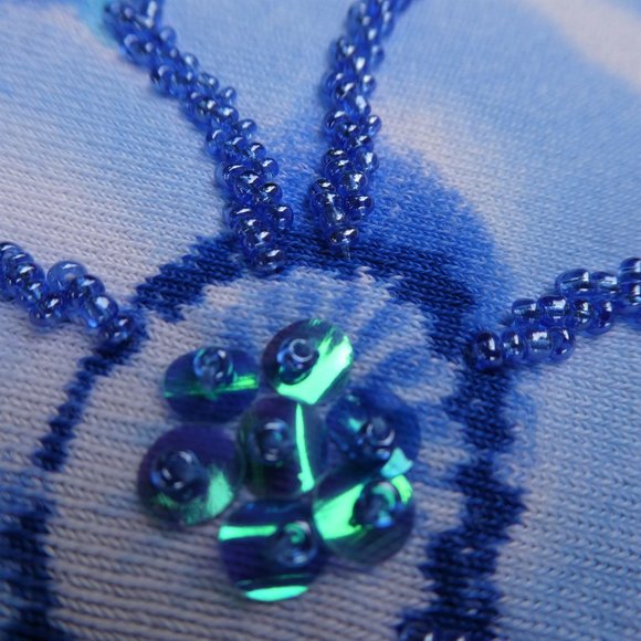 Peck Peck Pullover Spandex Floral Beads Sequin - Picture 2 of 6